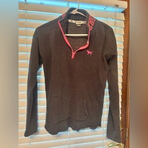 ladies XS Pink 3/4 zip sweatshirt, gray/hot pink